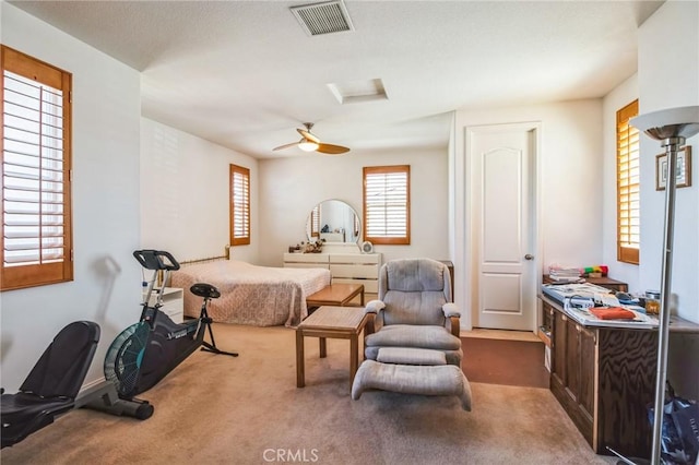 bedroom featuring visible vents and carpet floors