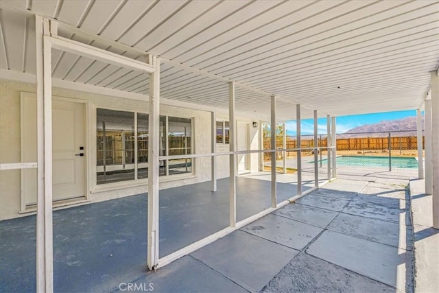 view of patio / terrace featuring a fenced backyard and a fenced in pool