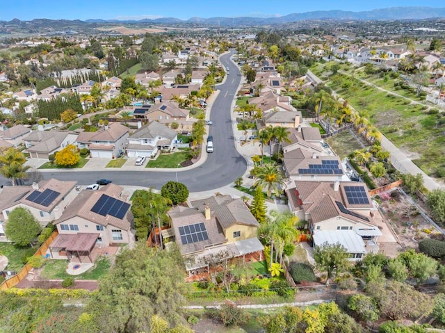 birds eye view of property featuring a residential view and a mountain view