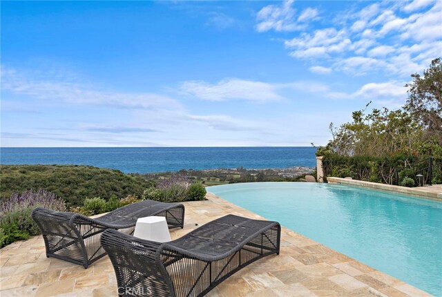 50 Pelican Crest Dr, Newport Coast, CA 92657 - view of swimming pool with a water view, a patio area, and an infinity pool