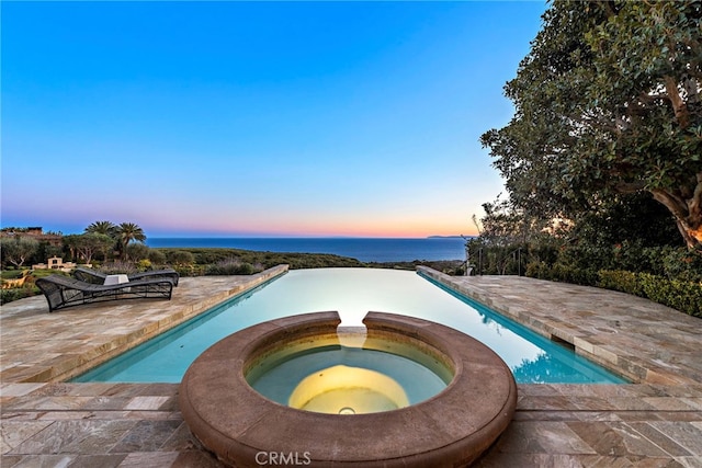 50 Pelican Crest Dr, Newport Coast, CA 92657 - view of swimming pool with a water view, a patio, and an in ground hot tub