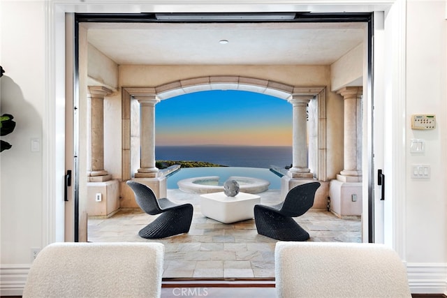 50 Pelican Crest Dr, Newport Coast, CA 92657 - interior space featuring a water view and a jacuzzi