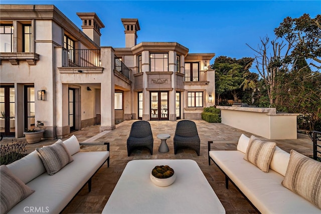 50 Pelican Crest Dr, Newport Coast, CA 92657 - view of patio / terrace featuring an outdoor hangout area, french doors, and a balcony
