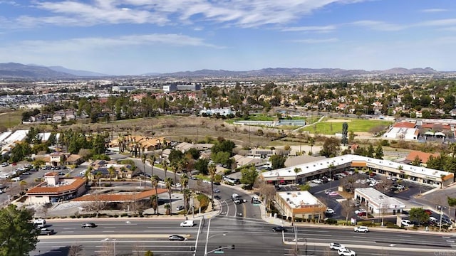 aerial view with a mountain view