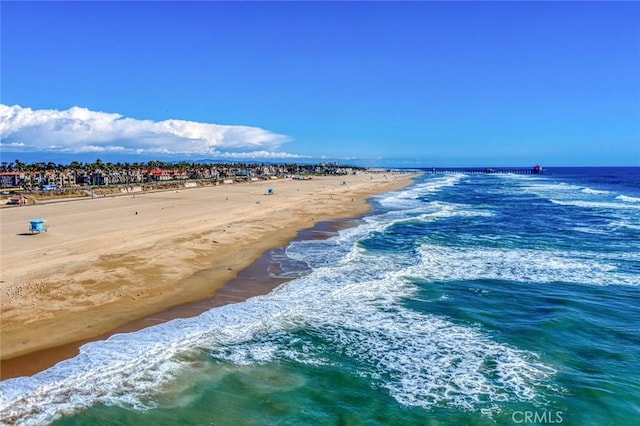 property view of water featuring a beach view