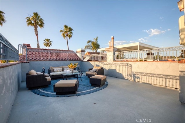 view of patio featuring an outdoor living space