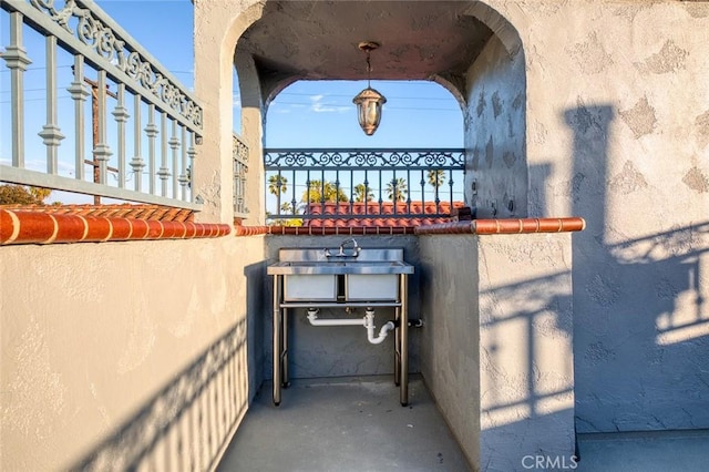 view of patio featuring a sink