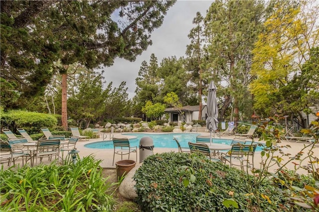 community pool with a patio