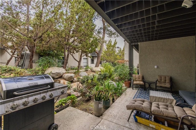 view of patio / terrace featuring a grill