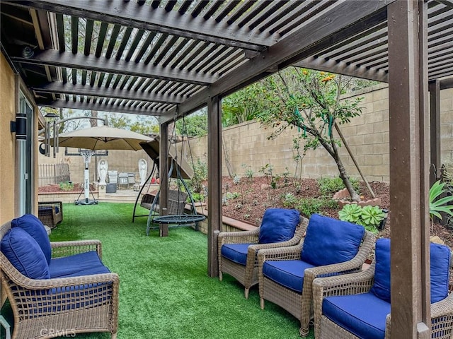 view of patio featuring a pergola