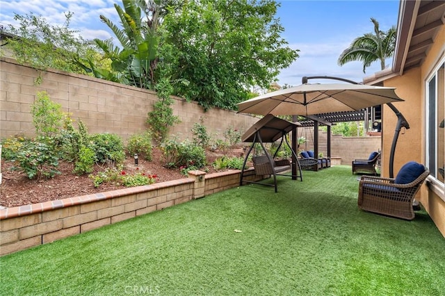 view of yard with a gazebo