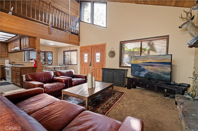 living room with light colored carpet