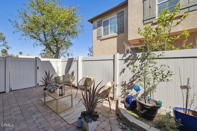 view of patio featuring a fenced backyard