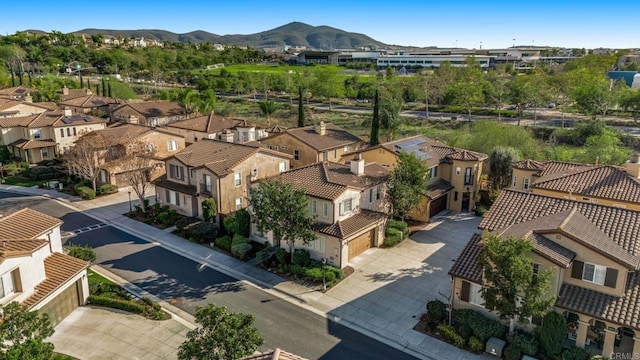 aerial view with a residential view and a mountain view