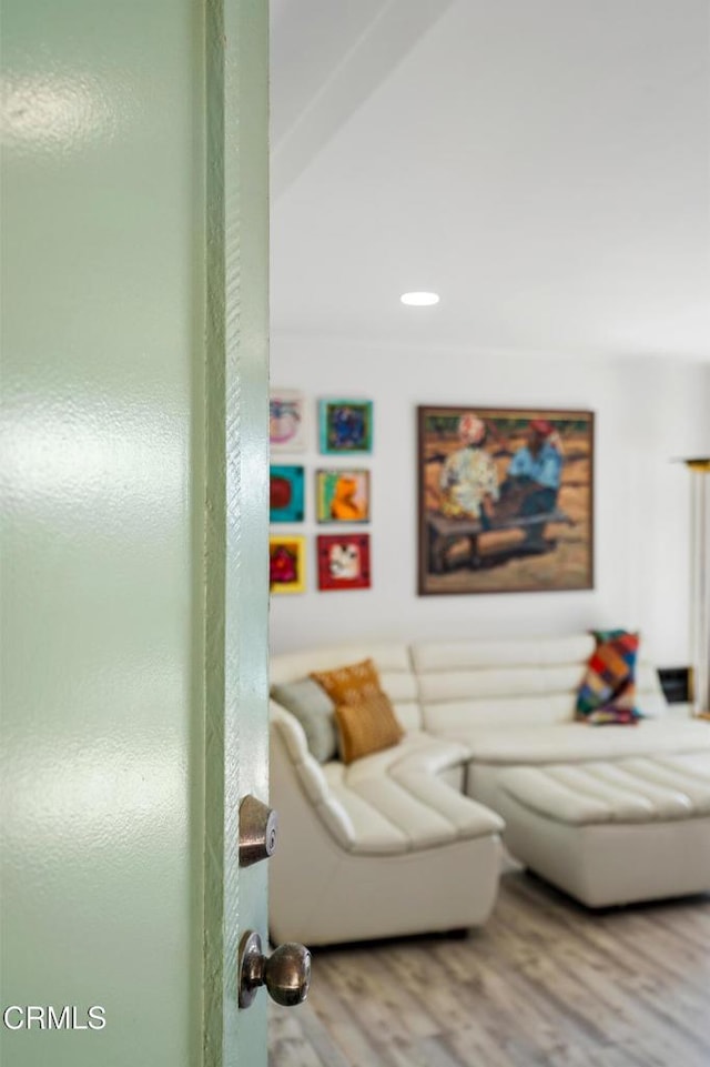 living room with wood finished floors