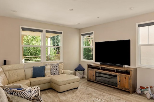 living area with light wood-type flooring