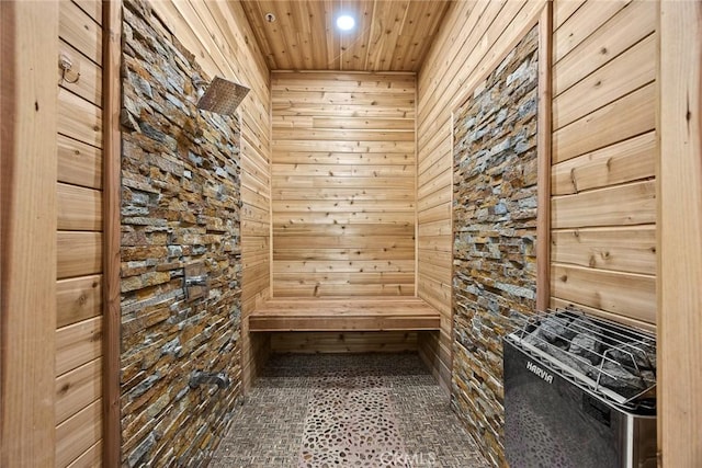 view of sauna with recessed lighting