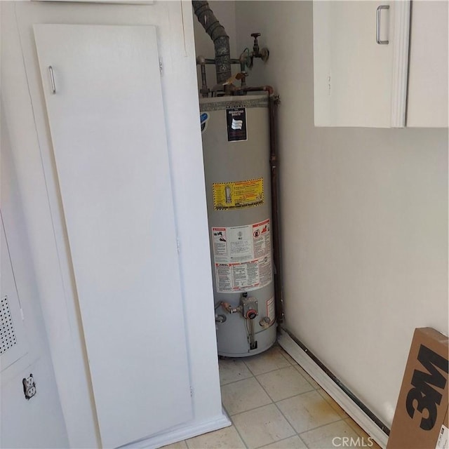 utility room with gas water heater