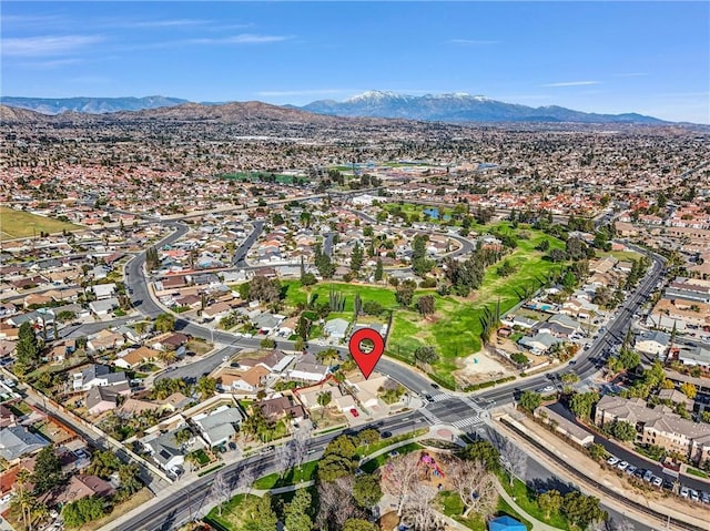 aerial view with a residential view and a mountain view