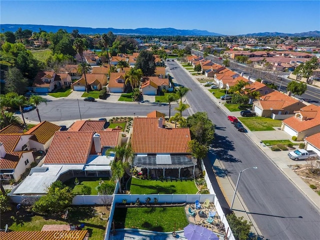 aerial view with a residential view and a mountain view