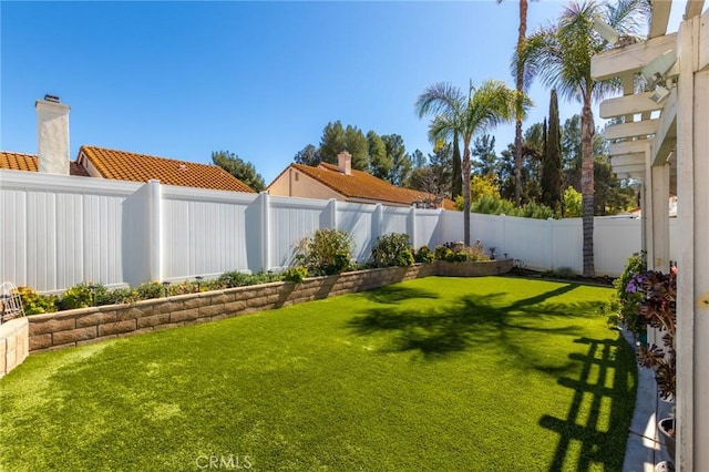 view of yard featuring a fenced backyard