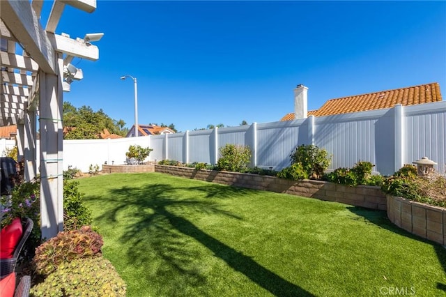 view of yard featuring a fenced backyard