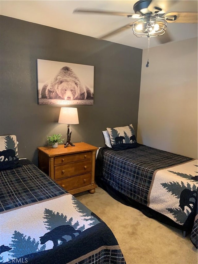 33492 Wild Rose Dr, Green Valley Lake, CA 92341 - bedroom with light carpet and ceiling fan