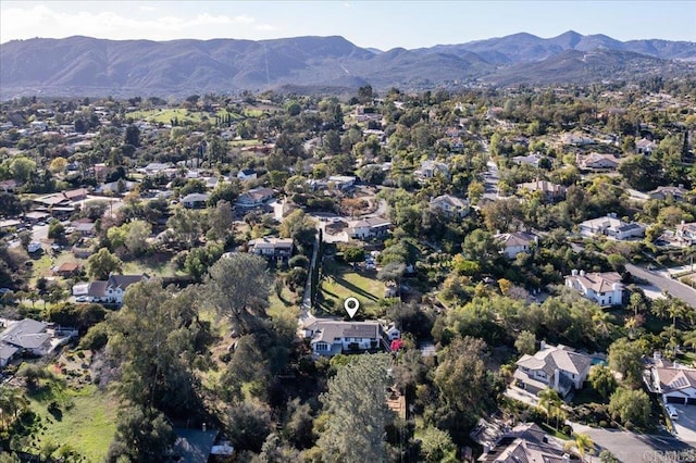 aerial view featuring a residential view and a mountain view