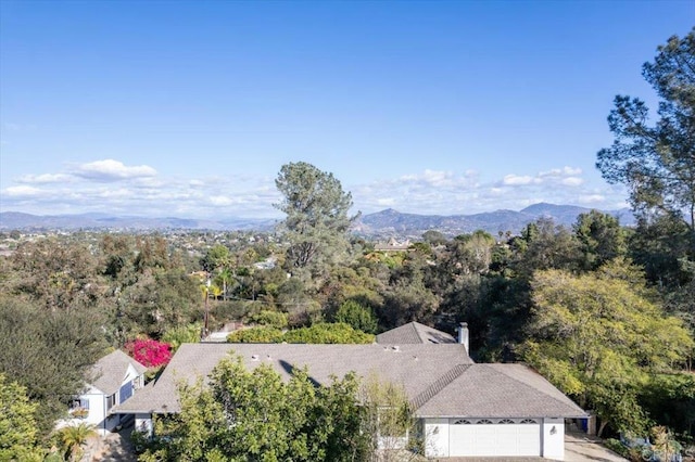 birds eye view of property featuring a mountain view