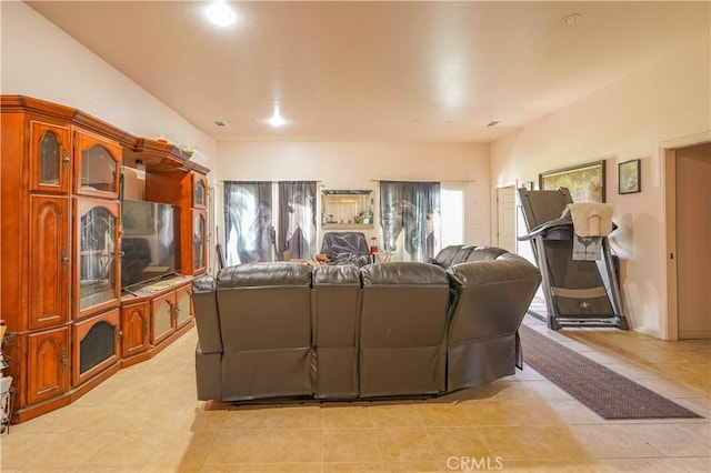 living area with light tile patterned floors