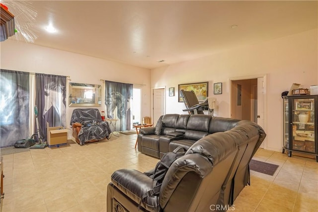 living area with light tile patterned floors