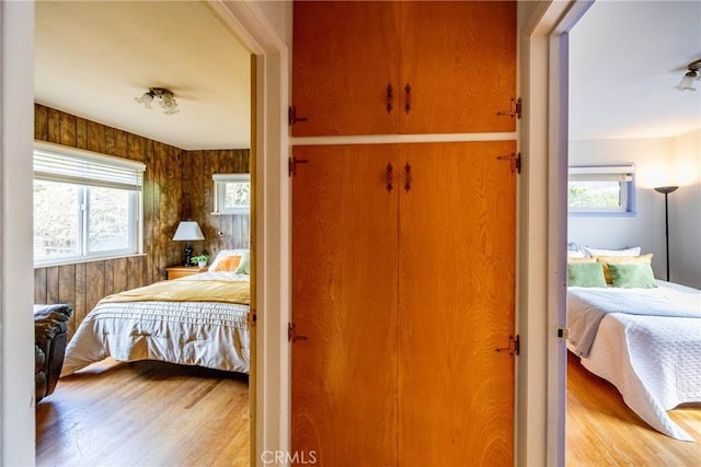 bedroom with light wood-style floors