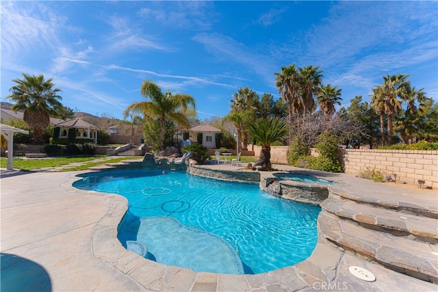 41149 Summitview Ln, Palmdale, CA 93551 - view of pool with a patio, a gazebo, and a pool with connected hot tub