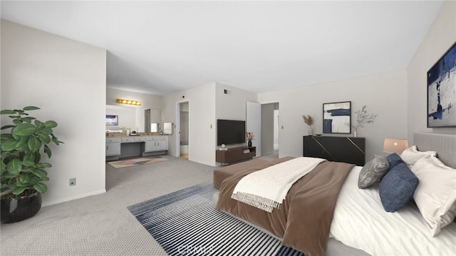 bedroom featuring carpet flooring and baseboards