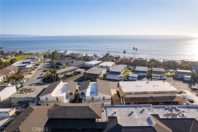 aerial view featuring a water view and a residential view