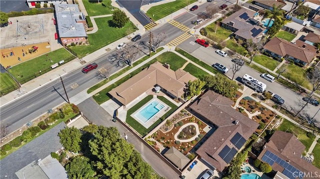 drone / aerial view with a residential view