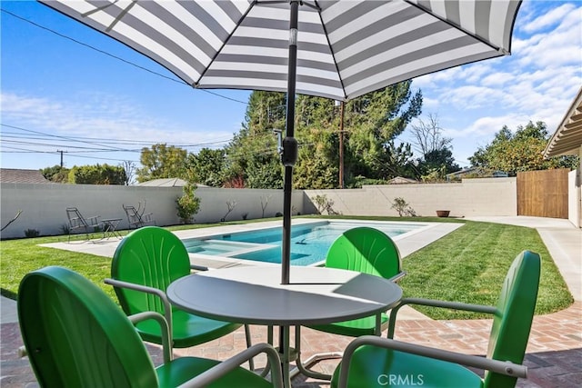 view of patio featuring a fenced in pool and a fenced backyard