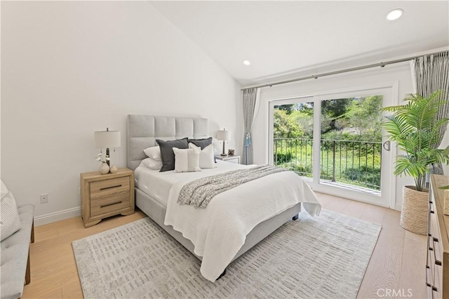 6 Baristo Unit 39, Irvine, CA 92612 - bedroom with access to exterior, light wood-type flooring, recessed lighting, and baseboards