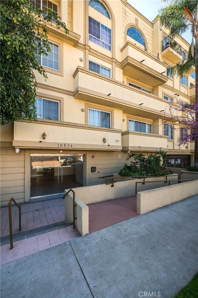 view of building exterior featuring a garage