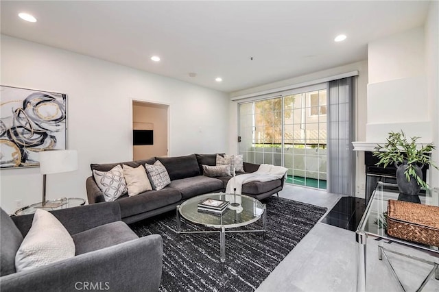 living area featuring recessed lighting