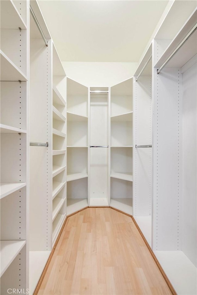 walk in closet featuring light wood-style flooring