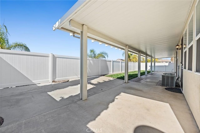 view of patio featuring a fenced backyard and cooling unit