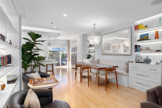 interior space with recessed lighting and light wood-type flooring