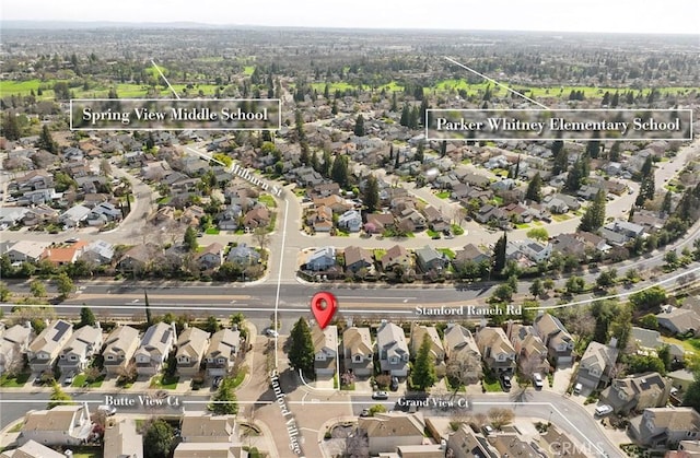 drone / aerial view with a residential view