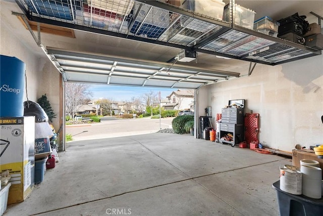 garage with a garage door opener