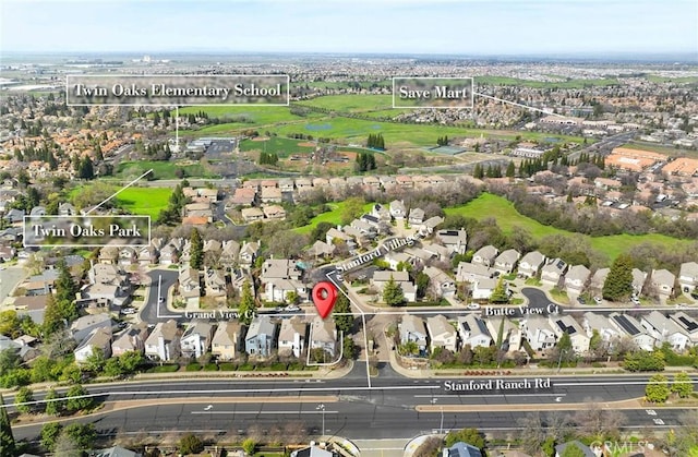 drone / aerial view featuring a residential view