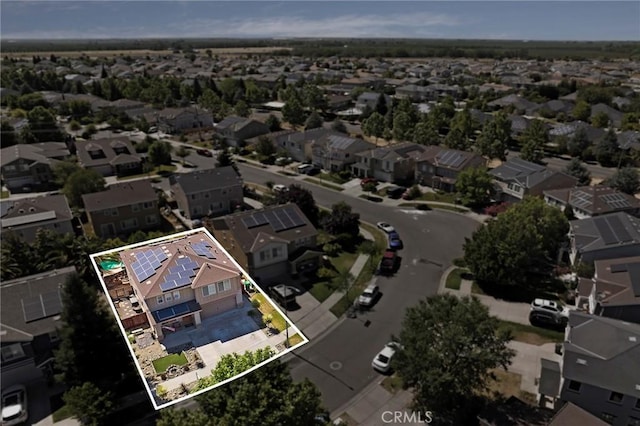 bird's eye view with a residential view