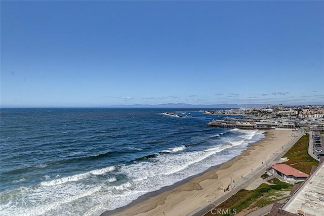 view of water feature featuring a view of the beach