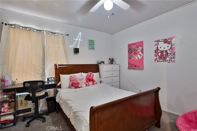 bedroom with carpet and ceiling fan