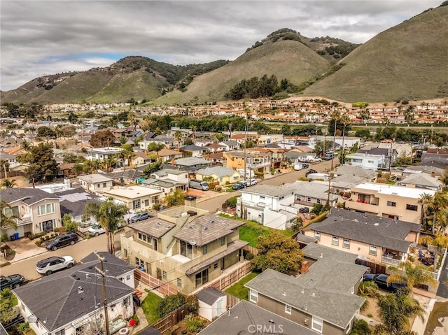 birds eye view of property featuring a residential view and a mountain view